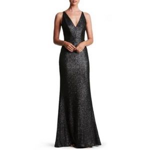 Dress the Population Satin Black Sequins
